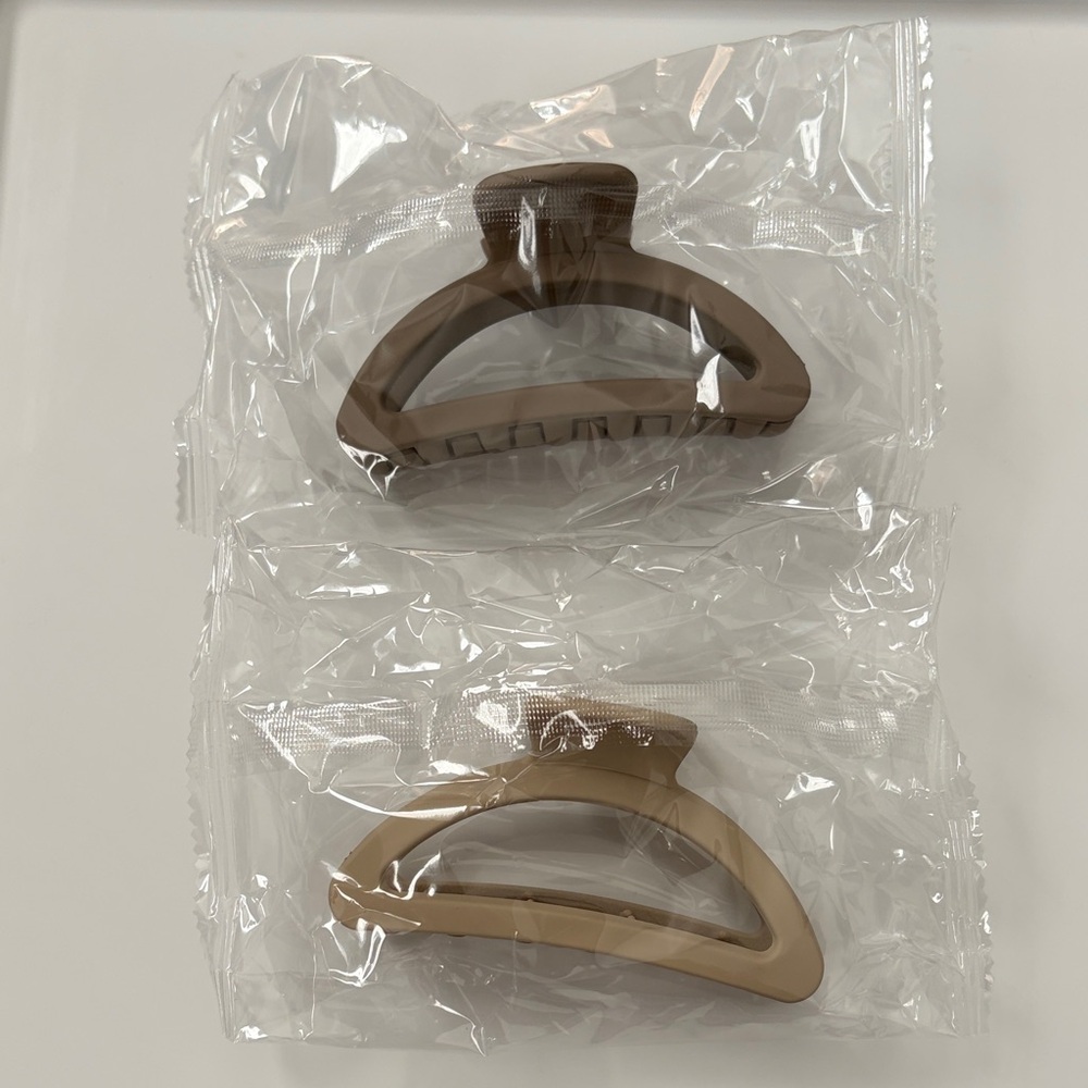 Matte Brown & Beige Triangle Hair Claws - 2 Pack